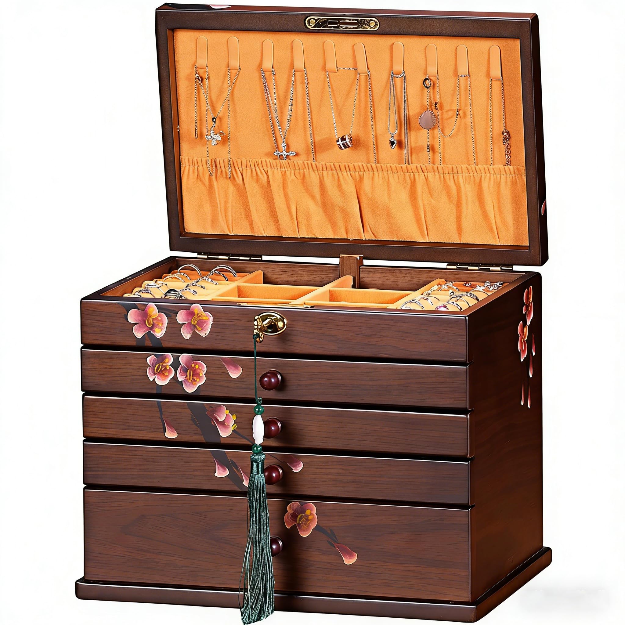 Amazon.com: Large Hand-Painted Vintage Wooden Jewelry Box
